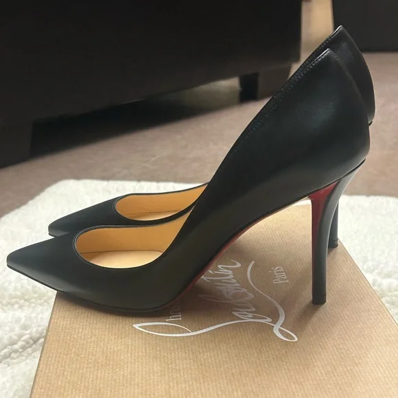 NWT Christian Louboutin Black Apostrophy Nappa Leather 85MM Pumps Size 40 - Picture 3 of 13